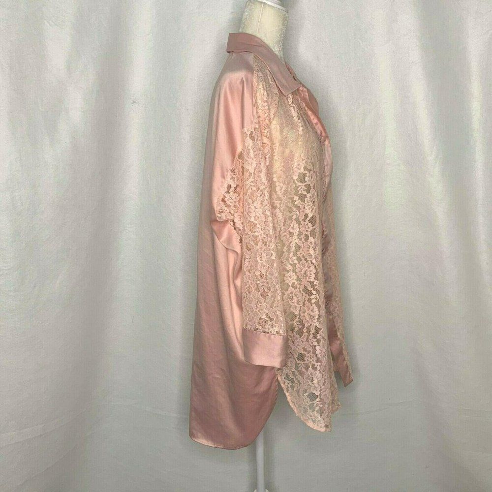 Vintage Victorias Secret Night Shirt S Pink Lace - Picture 3 of 8
